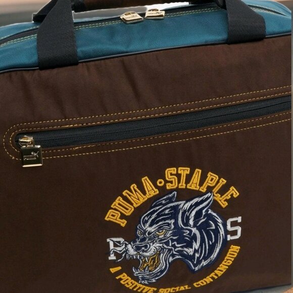PUMA x STAPLE Messenger Bag Vintage Varsity Embroidered Duffel School Travel - Picture 10 of 11